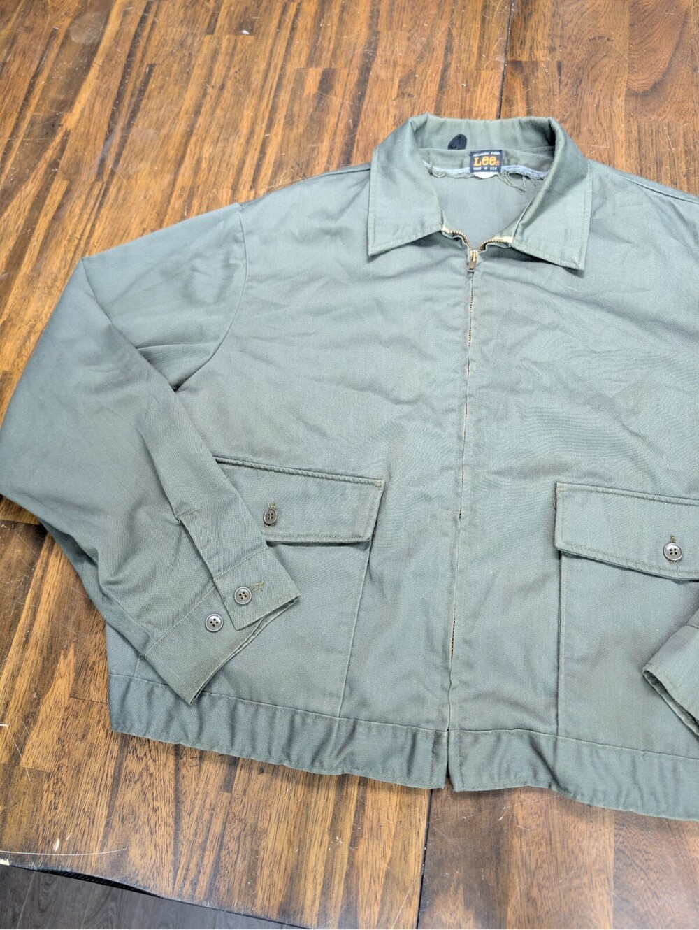 Lee Vintage Olive Green Twill Utility Jacket Talon Zip USA L